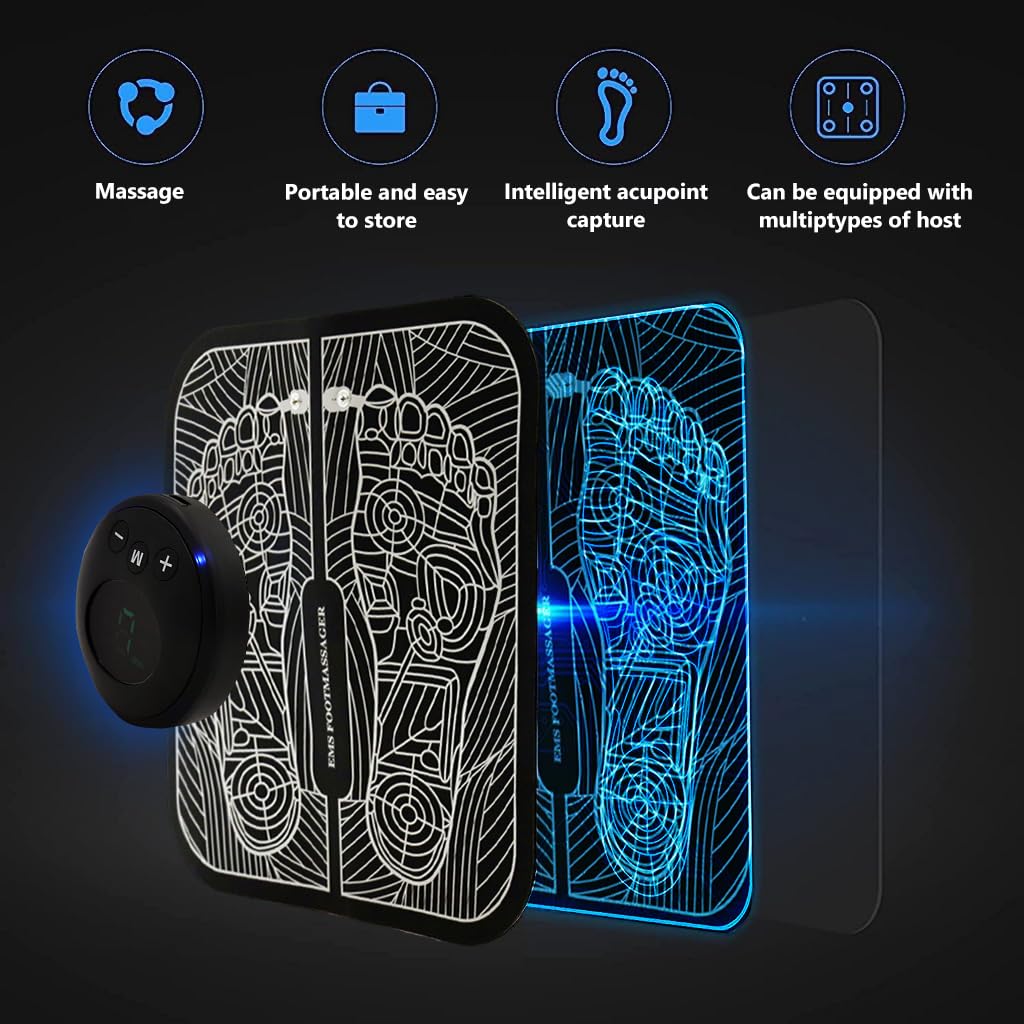 HANNEA Electric Foot Sole Massager Pad, EMS Foot Sole Massager Pad, Feet Massage Pad Relieve Feet Pain, Rechargeable Foot Sole Massager Pad with 6 Modes, 9 Strength Levels, 15min Auto Off HANNEA Electric Foot Sole Massager Pad, EMS Foot Sole Massager Pad, Feet Massage Pad Relieve Feet Pain, Rechargeable Foot Sole Massager Pad with 6 Modes, 9 Strength Levels, 15min Auto Off